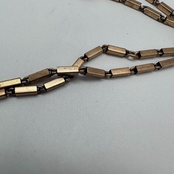 Stella & Dot Necklace 30" Gold Tone Coral Orange White Enamel Trifoil Pendant - Picture 7 of 8